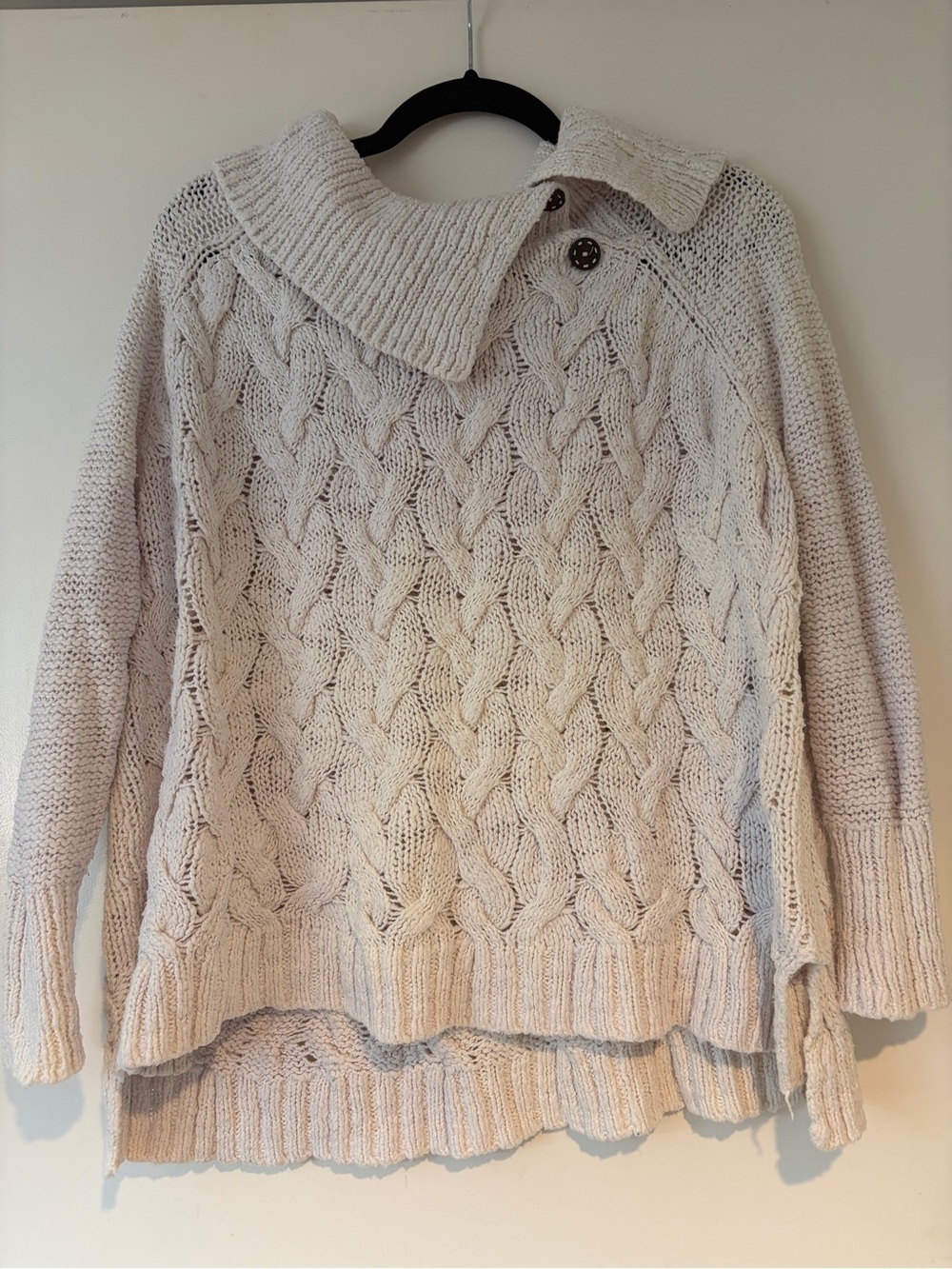 Free People Cable-Knit Turtleneck Sweater in Cream